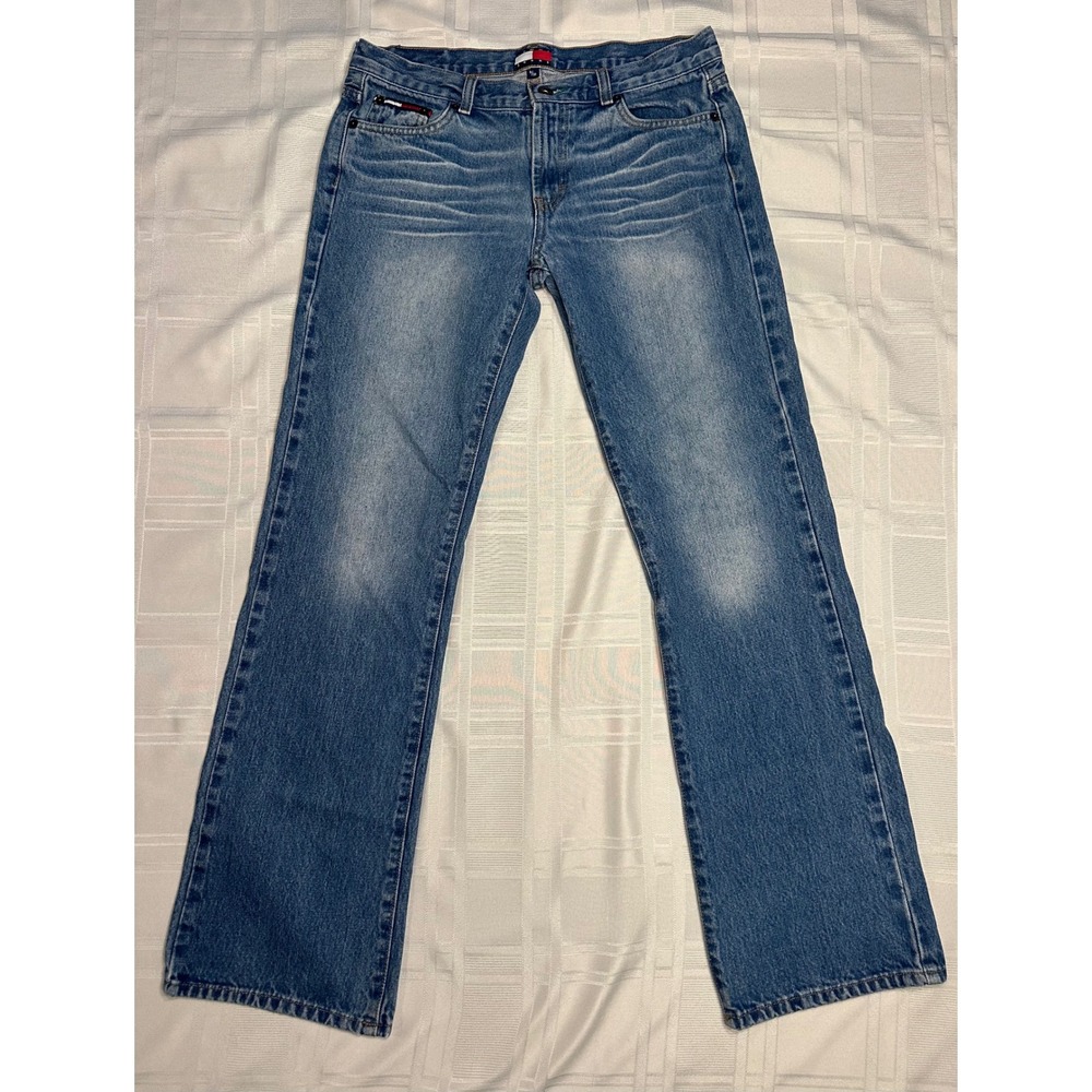 Tommy Jeans Denim Women 9/31 Blue Straight Leg Vintage Whiskered Mid Rise